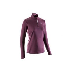 Bluza do biegania RUN WARM damska. Fioletowe bluzy bez kaptura damskie KALENJI, bez wzorów, z elastanu, bez kaptura. Za 39.99 zł.