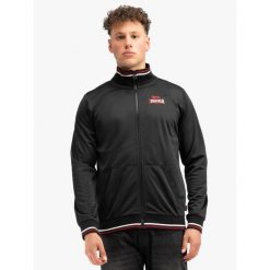 Kurtka dresowa w klasycznym kroju Lonsdale Irthing. Czarne kurtki męskie Lonsdale, xl, bez wzorów, z dresówki, klasyczne, bez kaptura. Za 297.30 zł.