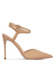 Eva Minge Szpilki MONA-SLT1582-2 Beżowy. Brązowe sandały damskie Eva Minge, bez wzorów, z lakierowanej skóry, bez obcasa. Za 459.99 zł.