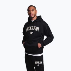 Bluza męska BOXRAW East Street Hoodie. Czarne bluzy z kapturem męskie BOXRAW, l, z bawełny. Za 279.99 zł.