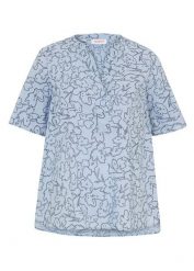 Bluzka tunikowa. Niebieskie bluzki damskie bonprix, bez wzorów, bez kołnierzyka, bez ramiączek. Za 77.99 zł.