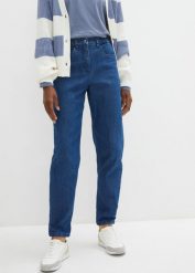 Dżinsy Mom, High Wwaist, ze stretchem. Niebieskie jeansy damskie bonprix. Za 119.99 zł.