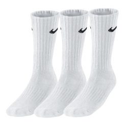 Bawełniane Skarpetki Unisex Dla Dorosłych (zestaw 3 Sztuk). Białe skarpetki damskie Nike, bez wzorów, z bawełny. Za 86.99 zł.
