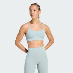 Biustonosz adidas All Me Light Support Rib Bra Long Line. Zielone biustonosze Adidas, bez wzorów. Za 219.00 zł.