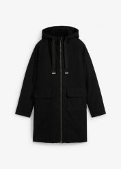 Szeroka kurtka parka zimowa z kapturem. Czarne parki damskie bonprix, na zimę, bez wzorów. Za 339.99 zł.