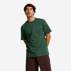 Koszulka z krótkim rękawem męska Domyos Gym & Pilates. Czarne t-shirty sportowe męskie DOMYOS, l, z bawełny, bez ramiączek, na fitness i siłownię. Za 39.99 zł.