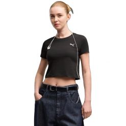 Koszulka Puma Wardrobe Ess Baby. Czarne bluzki sportowe damskie Puma, xl, z bawełny, bez kołnierzyka, bez ramiączek. Za 190.00 zł.