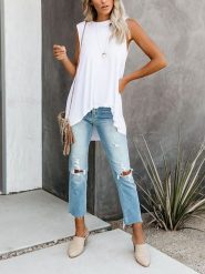 Milan Kiss Bluzka w kolorze białym rozmiar: S. Białe bluzki damskie Milan Kiss, s, bez wzorów, z wiskozy, bez kołnierzyka, bez ramiączek. Za 113.99 zł.