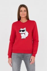 KARL LAGERFELD Czerwona bluza Ikonik 2.0. Czerwone bluzy bez kaptura damskie Karl Lagerfeld, xs. W wyprzedaży za 599.99 zł.