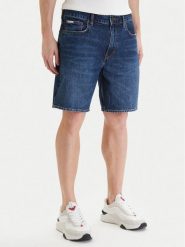 Guess Jeans Szorty jeansowe M6GD37 D5M5U Niebieski Relaxed Fit. Niebieskie szorty męskie Guess Jeans, z bawełny, bez kołnierzyka. Za 299.99 zł.