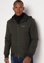 Ciemnozielona Kurtka Wiatrówka z Kapturem i Ściągaczami Lorendriah. Zielone kurtki męskie Born2be, l, bez wzorów, z jeansu, eleganckie, z kapturem. Za 169.99 zł.