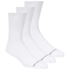 Skarpetki sportowe dla dorosłych 3pk Unisex Non Terry Crew. Białe skarpetki damskie Skechers, bez wzorów, z bawełny. Za 49.99 zł.
