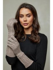 Soft Cashmere Rękawiczki w kolorze beżowym rozmiar: onesize. Brązowe rękawiczki damskie Soft Cashmere, bez wzorów, prążkowane. Za 152.26 zł.