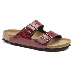 Klapki damskie Birkenstock Arizona BS regular Birko-flor. Czerwone klapki damskie Birkenstock, bez wzorów, z jeansu, bez obcasa. Za 287.00 zł.