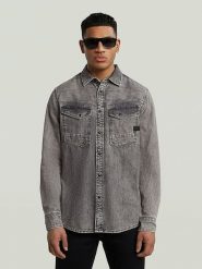 G-Star Koszula dżinsowa - Slim fit - w kolorze szarym rozmiar: L. Szare koszule męskie G-Star, l, bez wzorów, z bawełny, bez kołnierzyka, bez ramiączek. Za 174.95 zł.