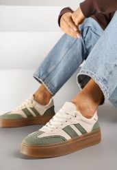 Zielono-Beżowe Sneakersy Tenisówki na Kauczukowej Podeszwie Ardisora. Zielone trampki i tenisówki damskie Renee, z aplikacjami, z kauczuku. Za 89.99 zł.