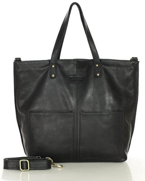 Torebka skórzana czarna duża typu shopper - MARCO MAZZINI. Czarne shopper bag damskie bez wzorów, ze skóry, duże, bez dodatków. Za 519.00 zł.