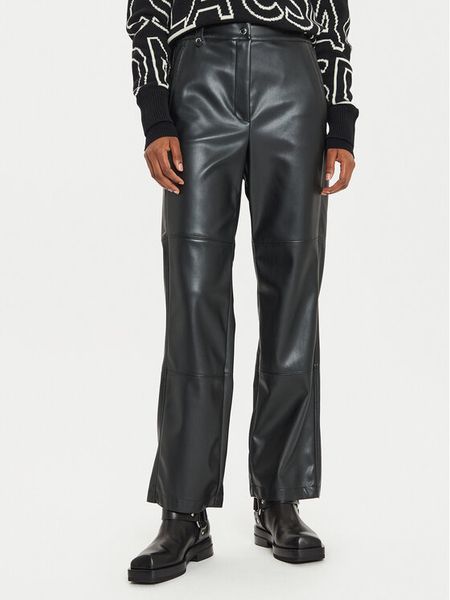 Max Mara Leisure Spodnie z imitacji skóry Struzzo 2426786098 Czarny Straight Fit. Czarne spodnie materiałowe damskie Max Mara Leisure, bez wzorów, ze skóry. Za 409.99 zł.