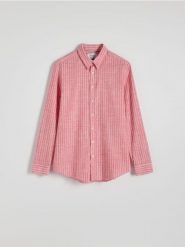 Koszula regular fit w paski - fioletowy. Fioletowe koszule męskie Reserved, l, bez wzorów, z bawełny, bez kołnierzyka, bez ramiączek. W wyprzedaży za 59.99 zł.