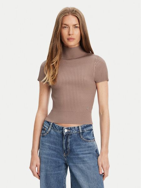 Guess Sweter W5YR04 Z0040 Brązowy Regular Fit. Brązowe swetry klasyczne damskie Guess, m, z syntetyku, bez kołnierzyka. Za 179.99 zł.