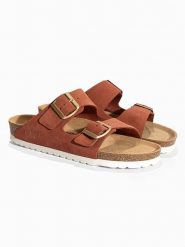 Sunbay Skórzane klapki "Trefle" w kolorze rdzawoczerwonym rozmiar: 38. Pomarańczowe klapki damskie Sunbay, bez wzorów, ze skóry, bez obcasa. Za 149.95 zł.