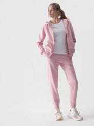 4F Spodnie dresowe joggery damskie - różowe XL. Czerwone spodnie dresowe damskie 4f, s, bez wzorów, z bawełny. Za 129.99 zł.