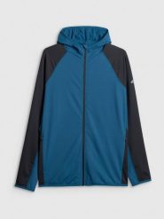 4F Bluza trekkingowa regular z kapturem męska - turkusowa M. Niebieskie bluzy z kapturem męskie 4f, m. Za 249.99 zł.