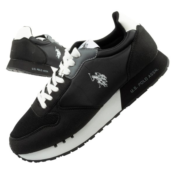 Buty sportowe sneakersy męskie U.S Polo Assn. Czarne buty sportowe na co dzień męskie U.S. Polo Assn., z denimu, bez zapięcia, trekkingowe. Za 169.00 zł.