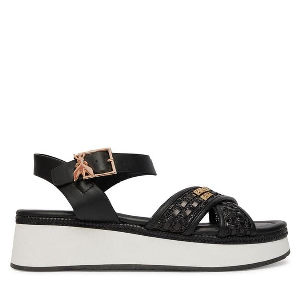 Sandały Patrizia Pepe. Czarne sandały damskie Patrizia Pepe, bez wzorów, bez obcasa, na płaskiej podeszwie. Za 579.99 zł.