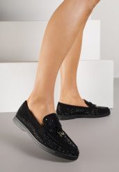 Czarne Mokasyny Ozdobione Cyrkoniami i Aplikacjami Isirsyss. Czarne mokasyny damskie Born2be, z jeansu. Za 99.99 zł.