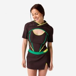 Top tankini z kapturem surfingowy Decathlon ViVi seria limitowana. Brązowe bikini damskie Decathlon, bez wzorów. Za 329.99 zł.