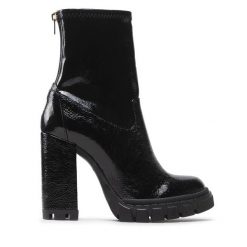 Botki Eva Minge. Czarne botki damskie Eva Minge, bez obcasa, na słupku, bez zapięcia. Za 449.99 zł.