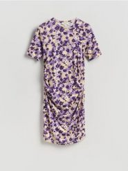 Sukienka w kwiaty - wielobarwny. Sukienki damskie Reserved, l, bez wzorów, z dzianiny, bez kołnierzyka, bez ramiączek, dopasowane. Za 159.99 zł.