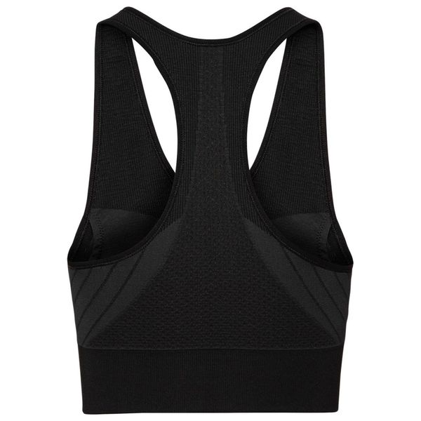 Top sportowy damski Seamless Medium. Czarne topy sportowe damskie Odlo, s, bez wzorów, z materiału, bez ramiączek. Za 219.99 zł.