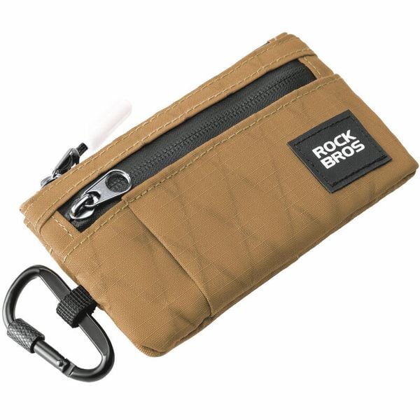 Portfel rowerowy na karty klucz z karabińczkiem Rockbros L002. Brązowe portfele damskie ROCKBROS, bez wzorów. Za 49.90 zł.