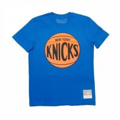 Koszulka sportowa męska Mitchell & Ness New York Knicks Team Logo. Niebieskie t-shirty sportowe męskie Mitchell & Ness, m, z bawełny, bez ramiączek. Za 129.00 zł.