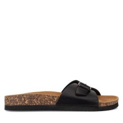 Klapki Lasocki. Czarne klapki damskie Lasocki, bez wzorów, bez obcasa. Za 119.99 zł.