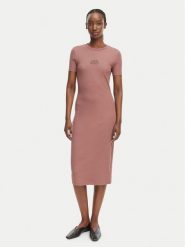 Calvin Klein Jeans Sukienka letnia LV044F241G Brązowy jasny Slim Fit. Brązowe sukienki damskie Calvin Klein Jeans, na lato, xl, bez wzorów, z bawełny, bez kołnierzyka, bez ramiączek. Za 409.99 zł.