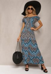 Ciemnozielona Sukienka Hiszpanka Boho z Bawełny z Gumką w Talii Lovedia. Zielone sukienki damskie Renee, l, bez wzorów, z bawełny, boho, bez kołnierzyka, bez ramiączek. Za 59.99 zł.