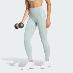 Legginsy treningowe Optime Workout Full Length. Zielone bielizna termoaktywna damska Adidas, bez wzorów, ze skóry. Za 259.00 zł.
