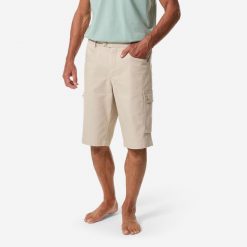 Szorty żeglarskie męskie Decathlon Sailing 100 cargo. Brązowe szorty męskie TRIBORD, bez wzorów, z bawełny, sportowe. Za 119.99 zł.