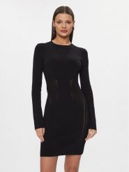 Patrizia Pepe Sukienka dzianinowa 8A1295/K7I5-K103 Czarny Slim Fit. Czarne sukienki damskie Patrizia Pepe, bez wzorów, z dzianiny, bez kołnierzyka, bez ramiączek. Za 1,809.00 zł.