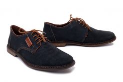 RIEKER 13439-14 blue, półbuty męskie. Niebieskie półbuty męskie Rieker, bez zapięcia. Za 369.90 zł.