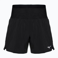 Spodenki do biegania męskie Mizuno Multi Pocket. Czarne szorty męskie Mizuno, z materiału, bez kołnierzyka. Za 169.99 zł.