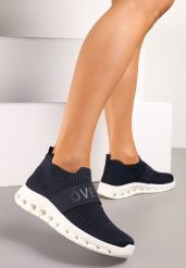 Granatowe Buty Sportowe z Napisem LOVE i Elastyczną Cholewką Alaissa. Niebieskie buty sportowe na co dzień damskie Renee, bez wzorów. Za 44.99 zł.