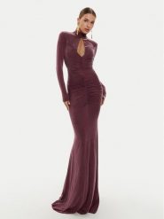 Elisabetta Franchi Sukienka wieczorowa AB-616-46E2-V800 Bordowy Slim Fit. Czerwone sukienki damskie Elisabetta Franchi, bez wzorów, wizytowe, bez kołnierzyka, bez ramiączek. Za 3,799.00 zł.