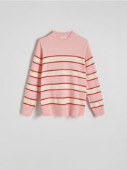 Sweter w paski - wielobarwny. Swetry klasyczne damskie Reserved, l, z dzianiny, bez kołnierzyka. W wyprzedaży za 69.99 zł.