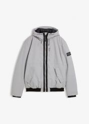 Zimowa kurtka o kroju regular fit. Szare kurtki treningowe męskie bonprix, na zimę, m, bez wzorów. Za 349.99 zł.