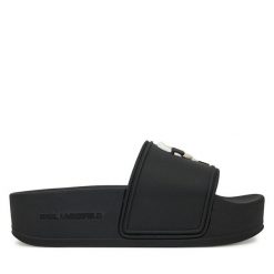 Klapki KARL LAGERFELD. Czarne klapki damskie Karl Lagerfeld, bez wzorów, bez obcasa. Za 419.99 zł.