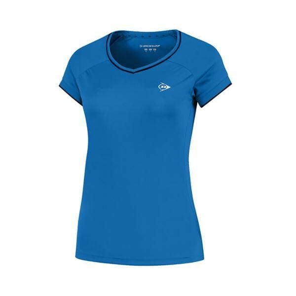 Koszulka sportowa damska Dunlop Club Crew Tee. Niebieskie bluzki sportowe damskie Dunlop, bez kołnierzyka, bez ramiączek. Za 129.99 zł.